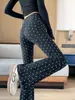 Estilo fino, estilo novo, cintura alta, estampa de bolinhas, calças micro flare para mulheres, calças casuais boca de sino, preto, emagrecedor, calças ferradura