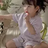 Pijama Nuevo Estilo Verano para Bebé Niña con Bordes Fruncidos, Conjunto de Dos Piezas de Ropa de Casa de Color Sólido, Ropa de Casa Linda y Dulce para Niñas