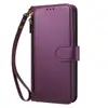 Funda de cuero con cremallera cruzada de color sólido para Apple 18 Pro Max, aplicable transfronteriza, ranura para tarjetas multifuncional, cubierta con soporte anticaída