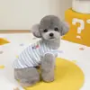 Chaleco Delgado para Perros Mascotas, Ropa Delgada para Gatos, Ropa de Primavera y Verano, Suministros para Mascotas, Chaleco de 25 Rayas con Oso Bordado