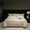 Conjunto de cama de quatro peças de algodão de fibra longa de alta qualidade, grau A, de fio duplo, com relevo tridimensional, lavável à máquina, tamanho extra grande, incluindo uma capa de edredom extra grande