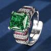 2025 nueva joyería Zhuangshang chapado en oro cobre corte flor de hielo diamante de alto carbono incrustación de cobre anillo de personalidad femenino 10*10