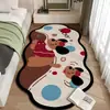 Alfombra de Cama de Terciopelo de Cristal con Dibujos de Cachorros, Alfombra de Dormitorio Antideslizante Absorbente de Agua con Forma Especial, Felpudo de Cama para el Hogar, Alfombra Refrigerante