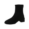 Botines de tobillo de tacón alto de gamuza francesa, de punta cuadrada, corte ajustado, para primavera/otoño, nueva moda, con tacón grueso, elegantes y versátiles 2026