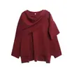 Ropa de Mujer al por Mayor Transfronteriza Otoño Nuevo Estilo Europeo y Americano Elegante Chaqueta Corta de Punto Estilo Capa con Bufanda Grande