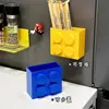 Caja de almacenamiento magnética para bloques de construcción, decoración de refrigerador, film transparente, portarrollos para pajitas, imán para refrigerador, caja de almacenamiento magnética