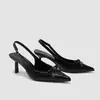 Sandalias de Tacón Alto de Verano Nuevas de Moda Europeas y Americanas Transfronterizas Comercio Exterior con Lazo Punta Cerrada Elegantes Versátiles Sin Espalda