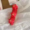 Acessórios de Cabelo Vermelhos para o Dia Nacional para Crianças, Elásticos de Cabelo em Fio de Telefone Trançado, Cordas de Cabelo com Bandeira Vermelha de Estrela de Cinco Pontas, Enfeites de Cabelo de Alta Elasticidade para Festas