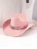 Sombrero del Día de San Valentín Regalo Transfronterizo Sombrero de Vaquero con Pedrería Estilo Navideño Sombrero Cálido a Prueba de Viento Adelgazante para Citas y Sesiones de Fotos