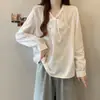 Ropa de mujer talla grande 2026 otoño nueva moda simple elegante con cordones versátil fina blusa de manga larga