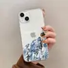 Novo Estilo Paisagem Pintada Montanha de Neve Maçã Capa para Celular 17Pro Iphone16Proamx Silicone Macio Capa Anti-Queda