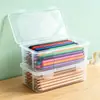 Caixa de armazenamento transparente organizador de material de escritório grande capacidade transparente porta-lápis porta-canetas para lápis de cor, giz de cera e canetas de esboço