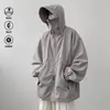 Ropa con capucha para protección solar para deportes al aire libre estilo cityboy japonés para hombre, verano, seda de hielo, fina, holgada, versátil, chaqueta con cremallera