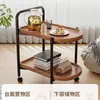 Mesa de té pequeña móvil, carrito pequeño, estante de almacenamiento mini con ruedas para sala de estar/balcón, mesita de noche, mesa auxiliar, mesa redonda pequeña