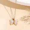 Conjunto de Brincos, Colar, Anel e Pulseira de Vidro Colorido com Diamantes em Formato de Borboleta - Moda Europeia e Americana - Vendido em Larga Escala - Para Mulheres