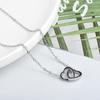 Collar de cadena para clavícula en forma de corazón estilo ins coreano chapado en oro real para conservar el color, diseño de nicho de moda para mujer, amor, doble anillo