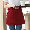 Delantal Corto de Media Falda para Personal de Servicio, Uniforme de Media Falda para Mujer para Cafeterías y Restaurantes Occidentales, Delantal Negro de Algodón con Abertura