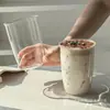 Copo com Tampa Flip-Top, Copo de Vidro de Grande Capacidade, Caneca de Café com Alça de Orelha, Copo para Leite e Suco, Estilo Moderno Minimalista para Escritório e Estudante