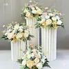 Decoración de Ceremonia de Área de Entrega con Decoración de Columna Romana, Adornos de Área de Entrega, Flores Artificiales, Bolas de Flores, Decoración de Escena de Columna de Flores
