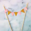Bandera pancarta Cinco estrellas doradas bandera feliz cumpleaños decoración de pastel bola peluda bandera triangular feliz cumpleaños
