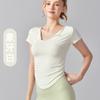 Camiseta deportiva de manga corta para mujer, para yoga, pilates, fitness, secado rápido, transpirable, estilo Pure Desire, ajustada, para correr.