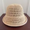 Chapéu Bucket Respirável Vazado de Borda Enrolada Estilo Coreano com Costas Abertas para Mulheres, Versátil para Primavera e Verão, Cor Sólida, Proteção Solar, Tendência