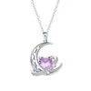 Colar de Desejos da Lua Nova com Diamantes, Design de Nicho de Alta Qualidade, Corrente para Clavícula, Pingente de Zircônia em Formato de Coração, Colar da Moda