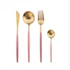 Acero inoxidable 304 Vajilla portuguesa cuchara de postre cuchillo, tenedor y cuchara para comida occidental juego de cuatro piezas vajilla regalo venta directa de fábrica
