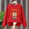 Estación independiente 420g terciopelo zorro plateado Año del Dragón ropa roja para hombre Zodiaco Año Nuevo rojo suéter de cuello redondo con forro polar moda