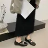 Zapatos Mary Jane retro de estilo francés con tiras cruzadas para mujer, nuevo modelo de verano 2026, bailarinas que aumentan la altura, zapatos de cuero para el trabajo