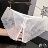 Tao Nai Er Lencería Sexy Calzones Transparentes para Mujer de Pierna Corta Encaje Sin Eliminación Tanga Transparente con Lazo