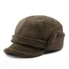 Sombrero para Hombres de Mediana Edad Otoño e Invierno Cálido Engrosado Cortavientos Protección para las Orejas Forro de Felpa de Ante Sombrero Lei Feng para Ciclismo al Aire Libre