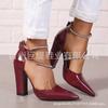 Nuevo Europeo y Americano en stock Punta Moda Comercio Exterior talla grande Zapatos de Tacón Alto para Mujer Hebilla Moda Femenina Zapatos Individuales