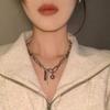 Collar de doble capa apilado para mujer, estilo nicho de otoño e invierno, de alta calidad, ligero y resistente, cadena de lana larga, estilo coreano, cadena de clavícula Ins.