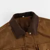 Chaqueta de Pana Patchwork de Gamuza Estilo Piloto para Mujer Otoño e Invierno Retro Americano Ajuste Delgado Terciopelo Mate Ropa de Abrigo para Mujer