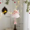 Decoração de Natal transfronteiriça menina anjo branca e rosa Ornamento para árvore de Natal Brinquedo de pelúcia fofo DIY Pingente pequeno