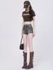 Shorts de mezclilla retro americanos para mujer, nuevo estilo de verano 2026, de cintura alta, ajustados, de corte A, hot pants para chicas petite, estilo delgado