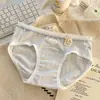 Pantaletas de algodón puro con entrepierna extendida, algodón Clase A, bragas de mujer con estampado de dibujos animados japoneses lindos, transpirables para niñas