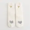 Calcetines de Piso para el Hogar de Gato de Seda Dorada de una Pieza con Garra de Gato y Vellón de Coral para Mujer, Calcetines de Longitud Media, Calcetines de Vellón para Dormir de Medio Lado