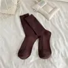 Youjiaxiu Otoño Nuevo Color Sólido Calcetines Gruesos de Punto Rasgados Calcetines Holgados de Moda Doble Aguja Algodón Calcetines de Media Pantorrilla Algodón