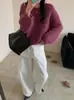 Tricô Pulôver Floral Gola Redonda Estilo Coreano para Mulheres no Outono e Inverno Novo Solto Macio Ceroso Colorido Ponto Tricô Estilo Preguiçoso Tendência Top