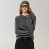 100% cachemira, nueva colección otoño/invierno 2026, suéter de cuello redondo para mujer, simple y versátil, tejido liso, capa base suave y cómoda