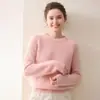 ¡Suave y pegajoso! Suéter de cachemira grueso de tres hilos para mujer, camiseta básica de cuello redondo, jersey holgado 2026 Otoño/Invierno con mangas raglán