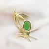 Broche de Alta Qualidade com Bambu, Calcedônia e Esmeralda Broche Vintage para Corsage Feminino Acessórios