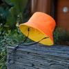 Sombrero pequeño amarillo de algodón de doble cara para niños, sombrero de pescador con estampado para guardería, sombrero de sol plano para estudiantes de viaje, venta al por mayor