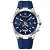 Reloj deportivo de cuarzo multifuncional para hombre con correa de silicona hipoalergénica, tres subesferas y seis manecillas, pantalla de 24 horas para hombre