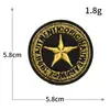 No. 23 Marca Chaozhou Ropa Bordado por Computadora Tela Bordada Pegatinas para Bordar Sin Costuras Estrella de Cinco Puntas Patrón de Logo Redondo Parches para Ropa Pegatinas