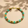 Pulseira com Fecho Lagosta e Corrente Extensora, Contas Espaçadoras Cilindricas de Pedra Natural Lápis Lazúli e Olho de Tigre, Mais Vendido Internacional da Amazon