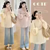 2026 Nueva Camisa de Maternidad Otoño Plisada Holgada de Manga Larga Babydoll para Mujeres Embarazadas