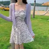 Vestido Camisola Floral Feminino Verão 2025 Novo Francês Petite Temperamento Vestido Curto Fofo Vestido Regata